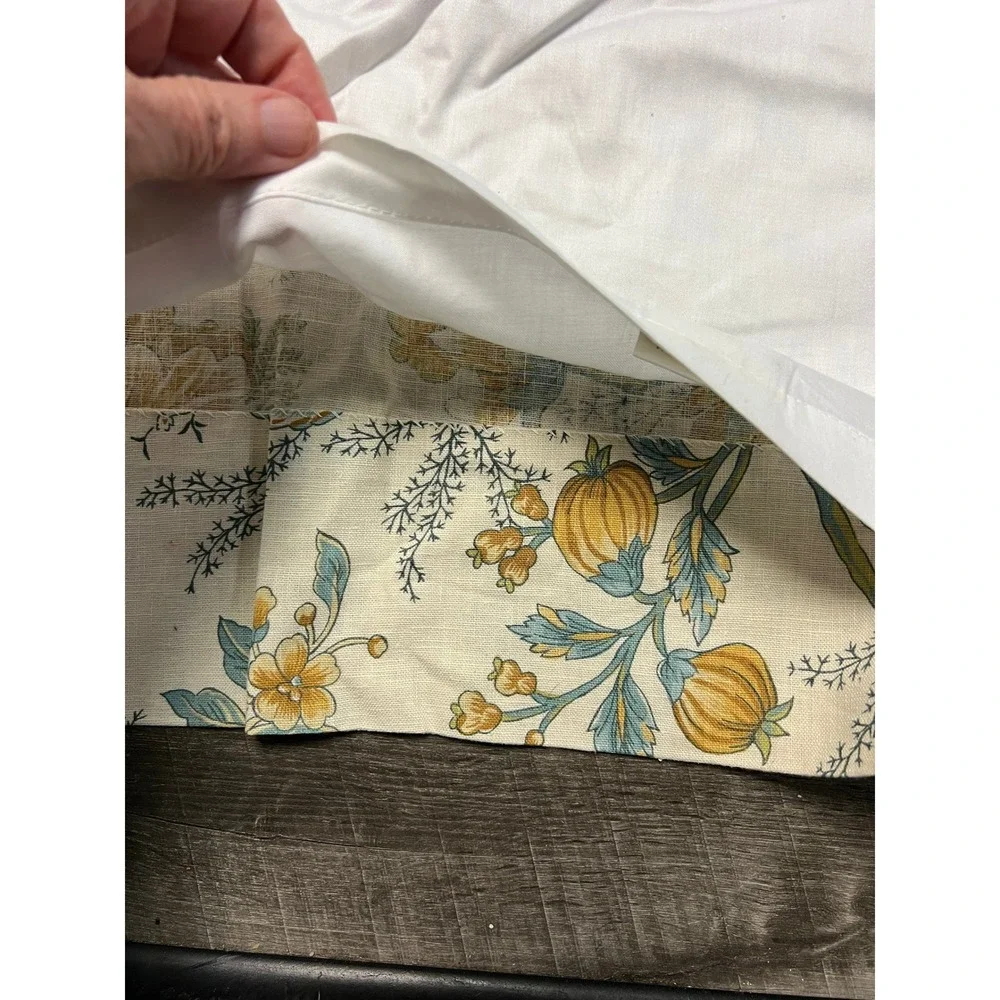 Pottery Barn Floral Linen Blend Lined Curtain Panels 50x84 Yellow Teal 2 Panels